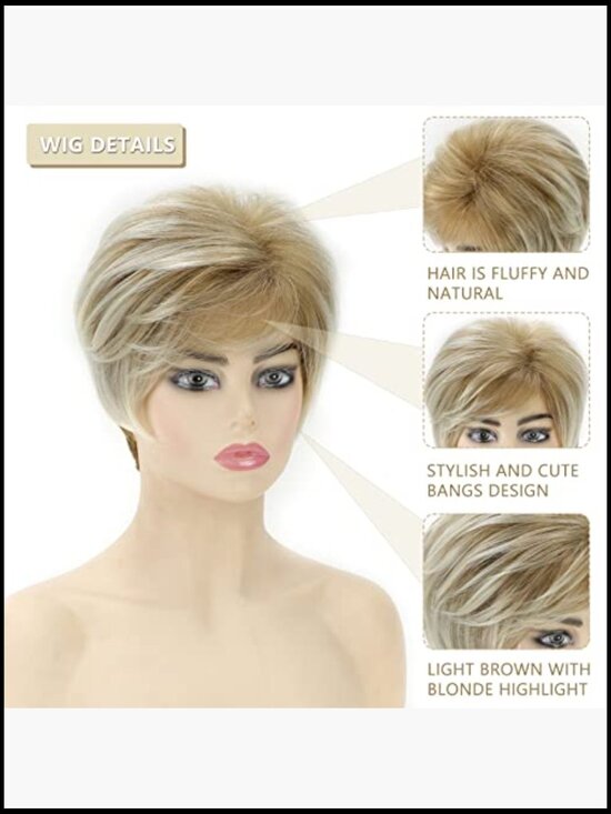Layered Short Pixie Cut Wig with Bangs Synthetic Heat Resistant Hair main image 4